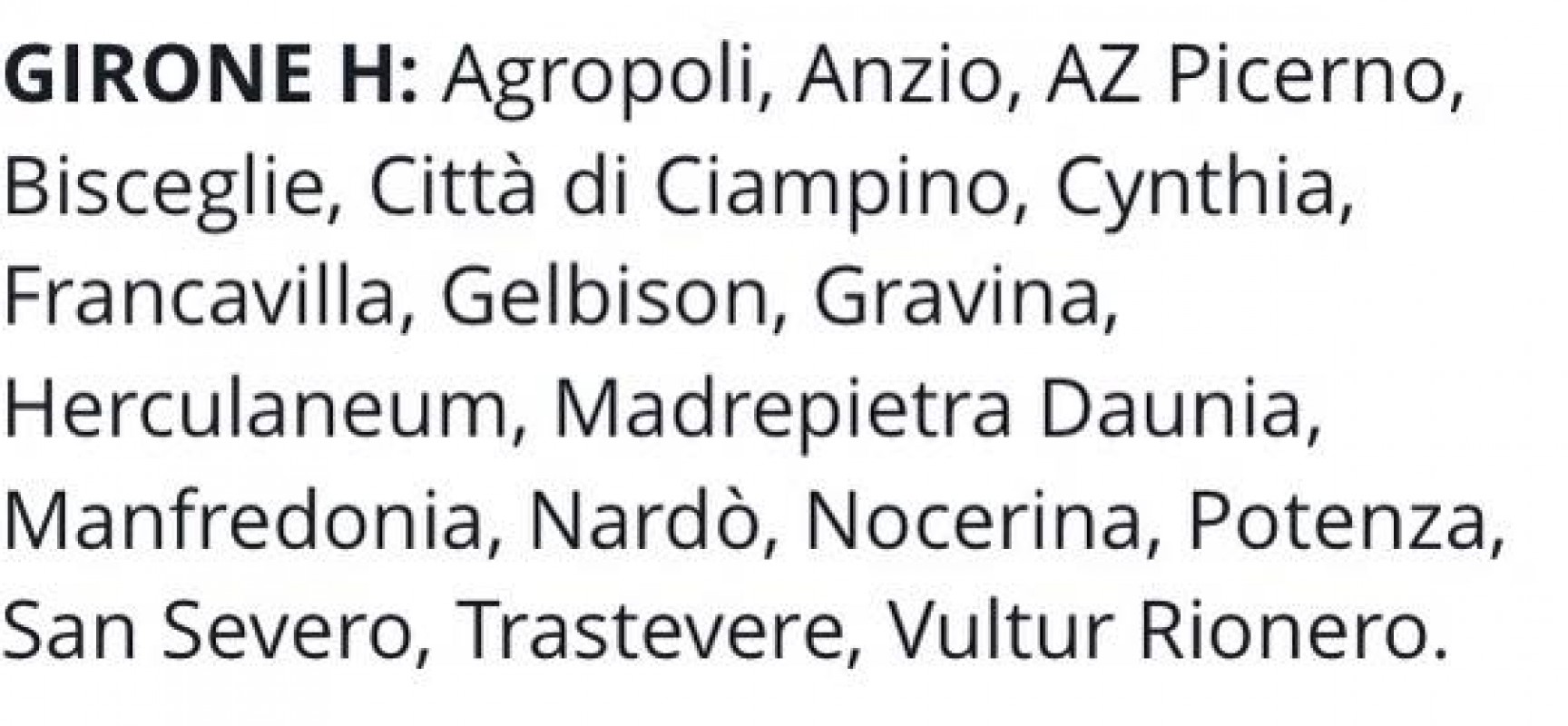 Il Trastevere nel girone H di Serie D.